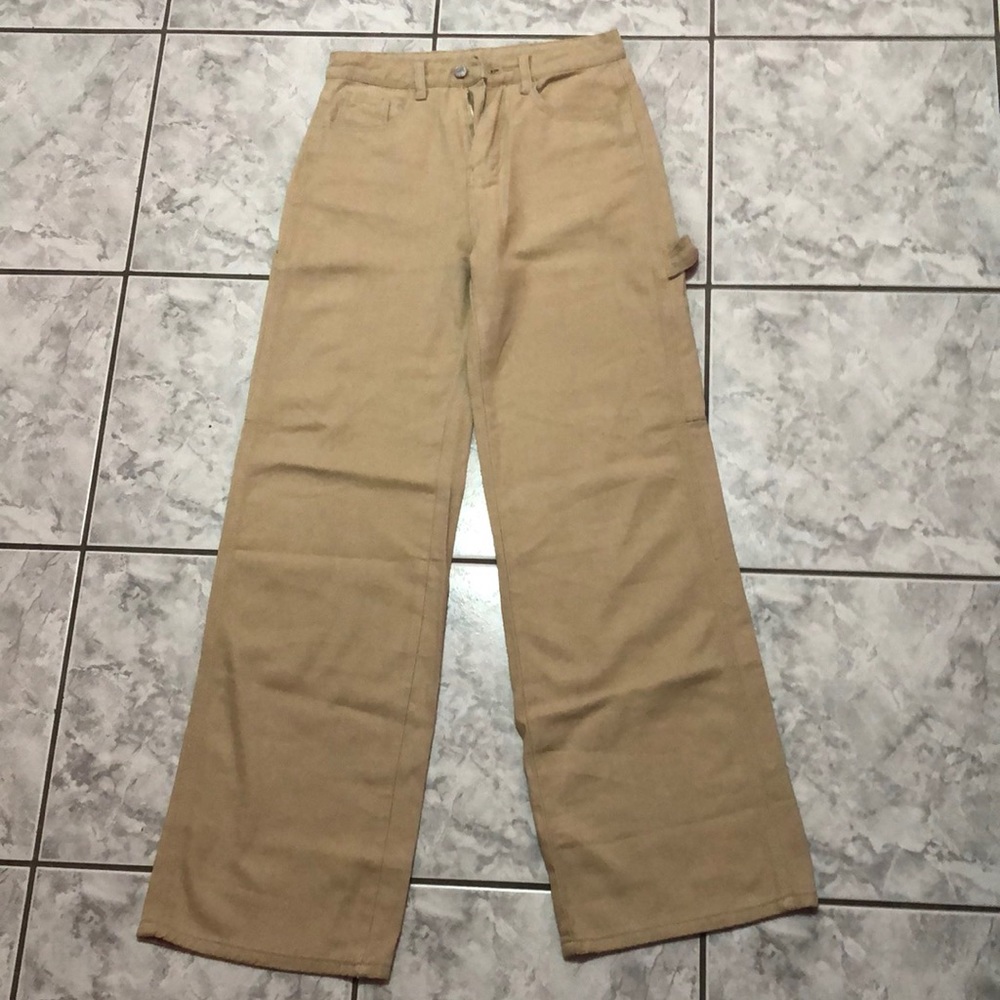 High waist caqui wide leg jeans